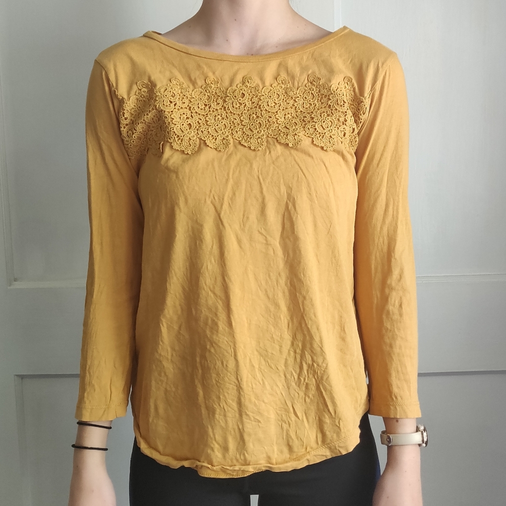 Mustard yellow top with Lace detail